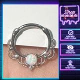  Khuyên septum cánh mũi opal đá tròn mắt mèo kiểu hàn quốc 