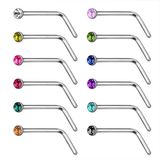  Khuyên chữ L đeo cánh mũi kim cương thép không gỉ 1,8mm 