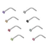  Khuyên chữ L đeo cánh mũi kim cương thép không gỉ 1,8mm 