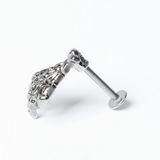  Khuyên đeo môi unisex hình xương tay thép không gỉ cá tính 