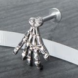  Khuyên đeo môi unisex hình xương tay thép không gỉ cá tính 