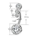  Khuyên đeo rốn tròn dát thép không gỉ kim cương giả đẹp 