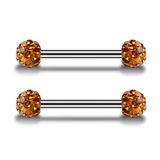  Khuyên lưỡi thép không gỉ đá kim cương hình tạ 2 bi chùy 