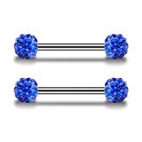  Khuyên lưỡi thép không gỉ đá kim cương hình tạ 2 bi chùy 