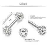  Khuyên lưỡi thép không gỉ đá kim cương hình tạ 2 bi chùy 