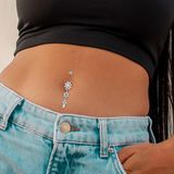  Khuyên rốn hoa zircon thép không gỉ đính đá giả kim cương 