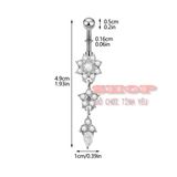 Khuyên rốn hoa zircon thép không gỉ đính đá giả kim cương 