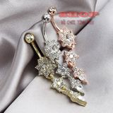  Khuyên rốn hoa zircon thép không gỉ đính đá giả kim cương 