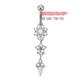  Khuyên rốn hoa zircon thép không gỉ đính đá giả kim cương 