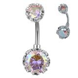  Khuyên rốn zircon tròn dát thép không gỉ kim cương giả đẹp 