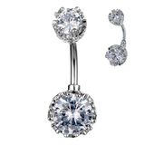  Khuyên rốn zircon tròn dát thép không gỉ kim cương giả đẹp 