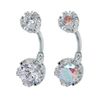 Khuyên rốn zircon tròn dát thép không gỉ kim cương giả đẹp