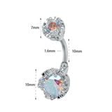  Khuyên rốn zircon tròn dát thép không gỉ kim cương giả đẹp 