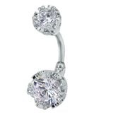  Khuyên rốn zircon tròn dát thép không gỉ kim cương giả đẹp 