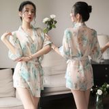  Kimono Nhật Bản xuyên thấu in voam gợi cảm quyến rũ 
