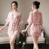  Kimono Nhật Bản xuyên thấu in voam gợi cảm quyến rũ 