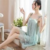  Thời trang đầm ngủ ôm body 2 dây ren lưới xuyên thấu gợi cảm 