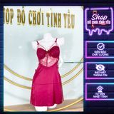  Váy ngủ lụa 2 dây sexy phối ren có gọng mút lót ngực tạo khe 
