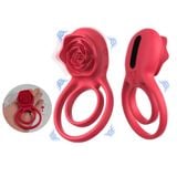  Vòng Rung Hoa Hồng Đeo Dương Vật Kép Điều Khiển Từ Xa HGOD 