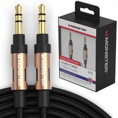Dây Audio 3.5mm tròn mạ vàng dài 1,2M, TPE cao cấp Monster , dây Loa 1 ra 1, Cáp AV, Audio chính hãng