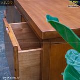 Tủ gỗ decor điêu khắc sen