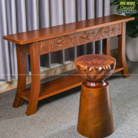 Concept Kệ console, đôn gỗ hoa sen