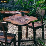 Bàn sân vườn, cafe điêu khắc hoa sen