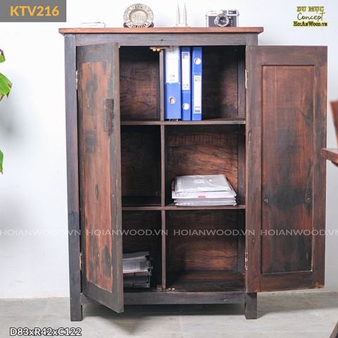 Tủ gỗ reclaimed trang trí - Tủ hồ sơ văn phòng