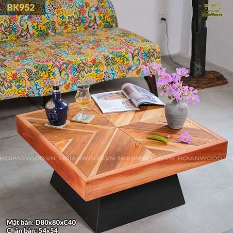Bàn sofa vuông gỗ Teak