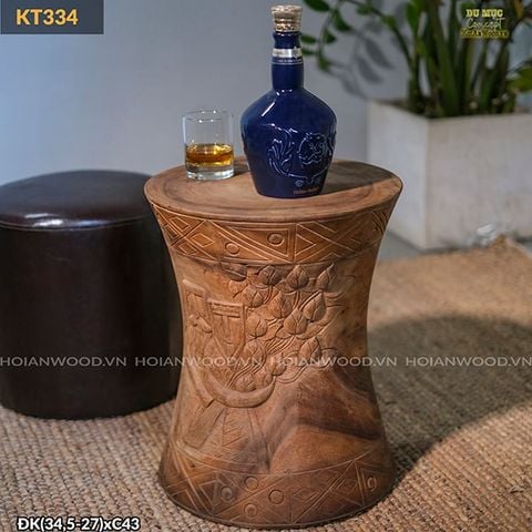 Đôn gỗ điêu khắc uyên ương