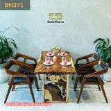 Bàn ăn gỗ me tây khung chân phù điêu