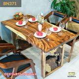 Bàn ăn gỗ me tây khung chân phù điêu