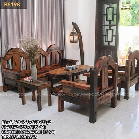 Concept bàn ghế sofa gỗ tàu thuyền lớn