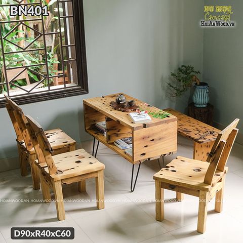 Bộ bàn sofa gỗ Dổi thanh lịch