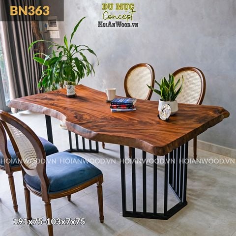 Bàn ăn gỗ me tây nguyên tấm