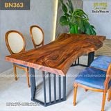 Bàn ăn gỗ me tây nguyên tấm