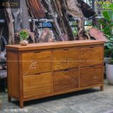 Tủ gỗ decor điêu khắc sen