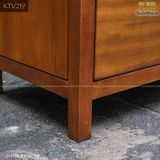 Tủ gỗ decor điêu khắc sen