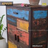 Tủ gỗ reclaimed sắc màu