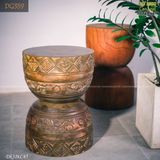 Đôn gỗ khắc hoa văn chim Lạc