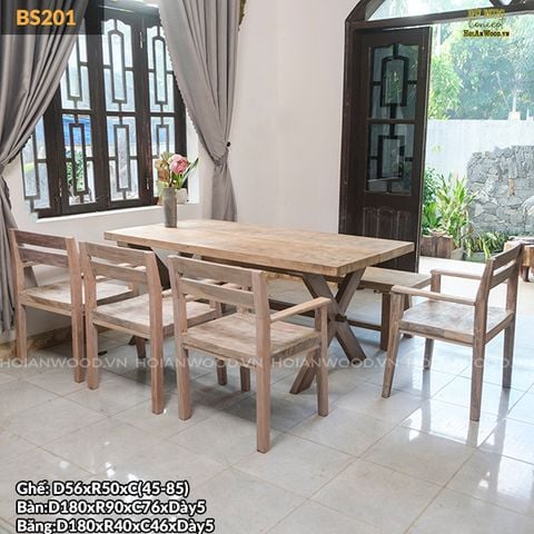 Bộ bàn ghế ăn phong cách rustic