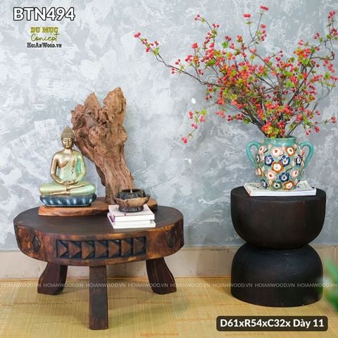 Đôn gỗ/Bàn trà gỗ điêu khắc