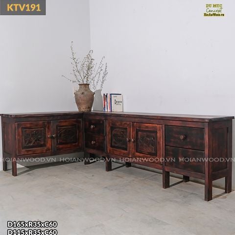 Tủ gỗ chữ L trưng bày