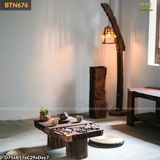 Bàn trà gỗ muồng đen điêu khắc hoa sen