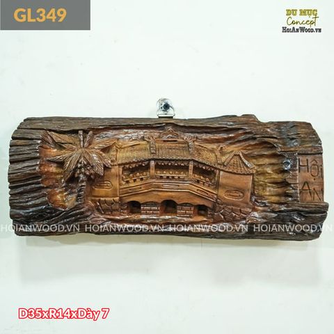 Gỗ lũa khắc hình chùa cầu