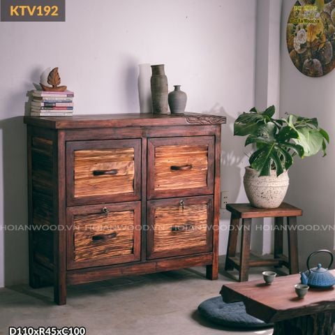 Tủ gỗ lũa điêu khắc hoa sen