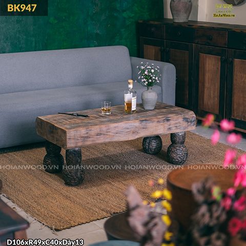 Bàn sofa kết hợp chân tiện hồ lô tạo điểm nhấn