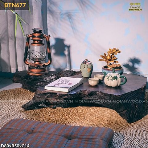 Bàn trà bệt gỗ lũa nguyên khối