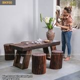 Bàn ghế đôn gỗ lũa