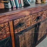 Tủ gỗ reclaimed điêu khắc